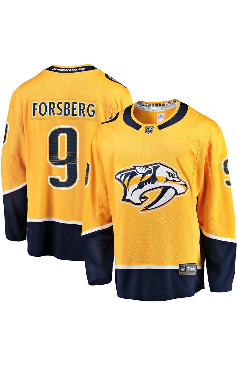 FANATICS Men's Fanatics Filip Forsberg Gold Nashville Predators Home Breakaway Jersey, Main, color, 