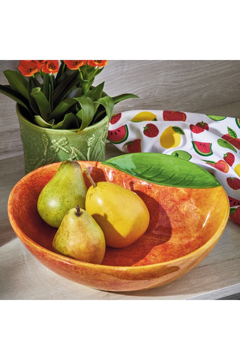 Peach 2 Part Divided Server Orange Multi Earthenware Summer, Alternate, color, Orange