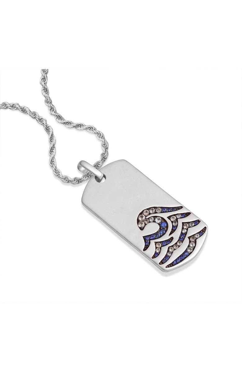 LuvMyJewelry Breaking Waves Sapphire & Topaz Silver Tag Necklace, Alternate, color, 