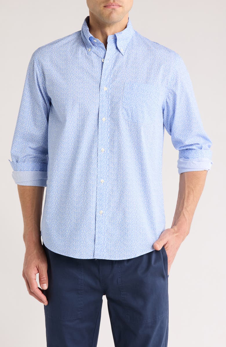 Brooks Brothers Regular Fit Ditsy Button-Down Shirt, Main, color, Blue