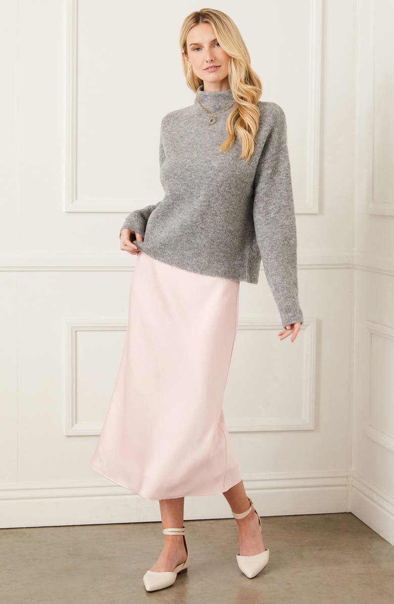 Karen Kane Bias Cut Satin Midi Skirt, Alternate, color, 