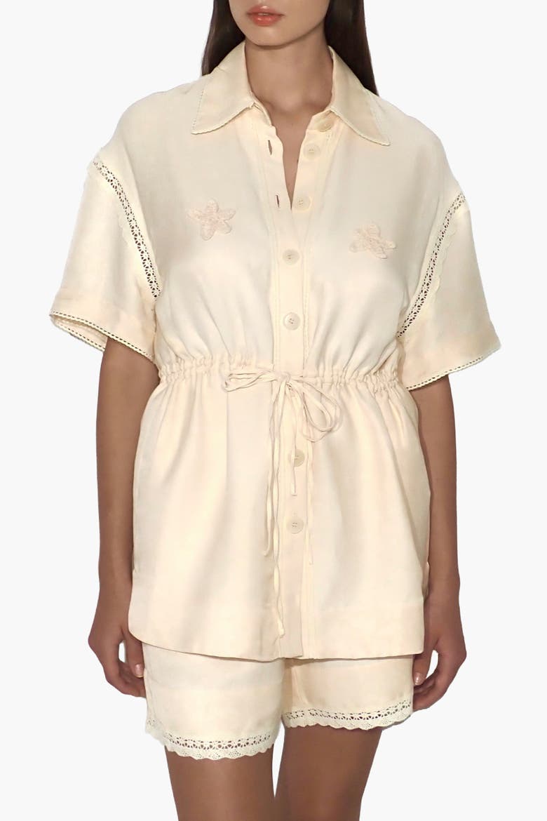 Lace-Insert Floral-Applique Blouse, Alternate, color, Light Apricot