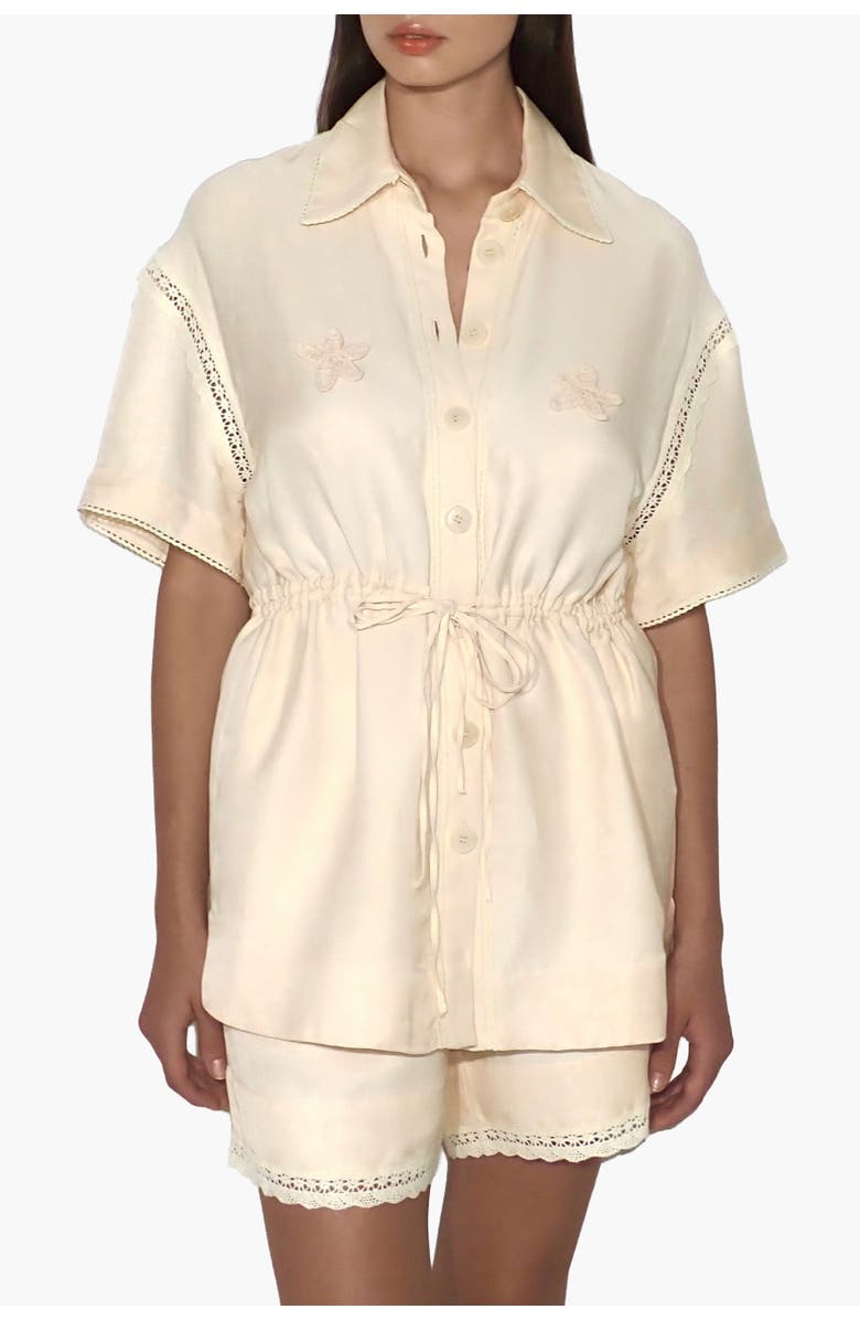 Malva Florea Lace-Insert Floral-Appliqu Blouse, Alternate, color, Light Apricot