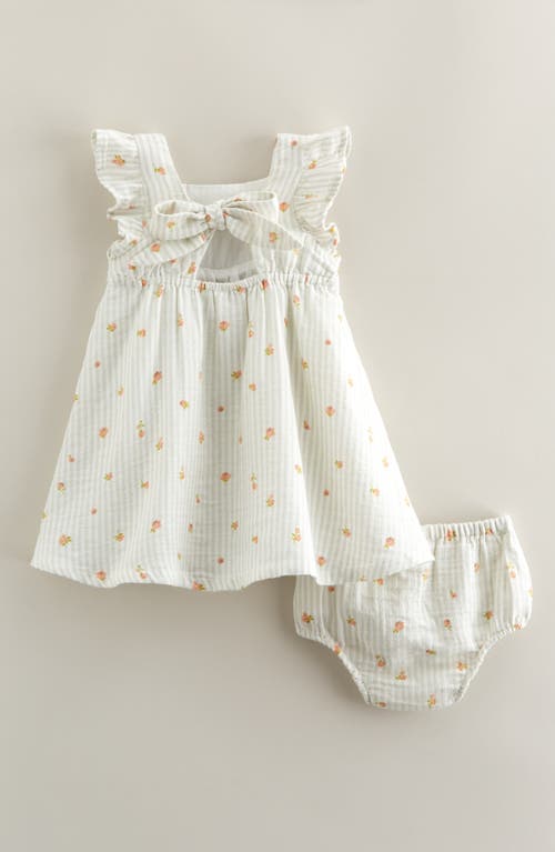 Nordstrom Flutter Sleeve Tie Back Cotton Muslin Sundress & Bloomers In White