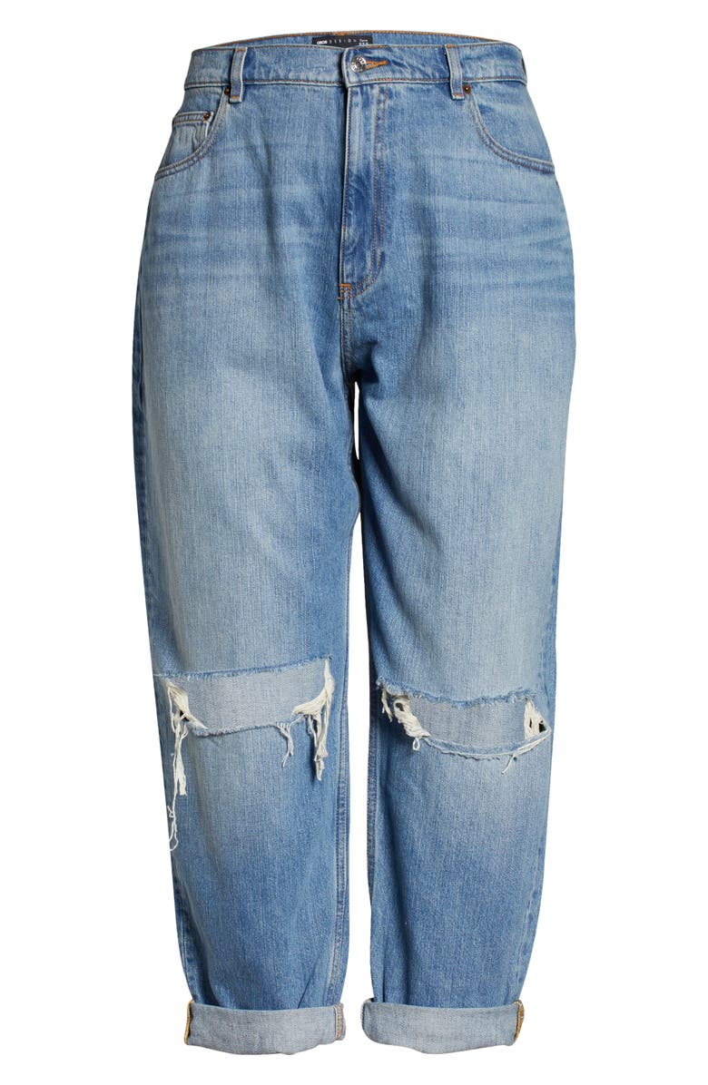 ASOS DESIGN Curve Ripped High Waist Mom Jeans, Alternate, color, 