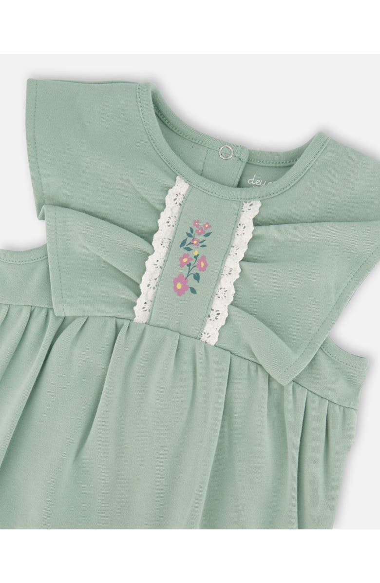 Deux par Deux Organic Cotton Bodysuit and Sleeveless Overalls Set, Alternate, color, Jade Green
