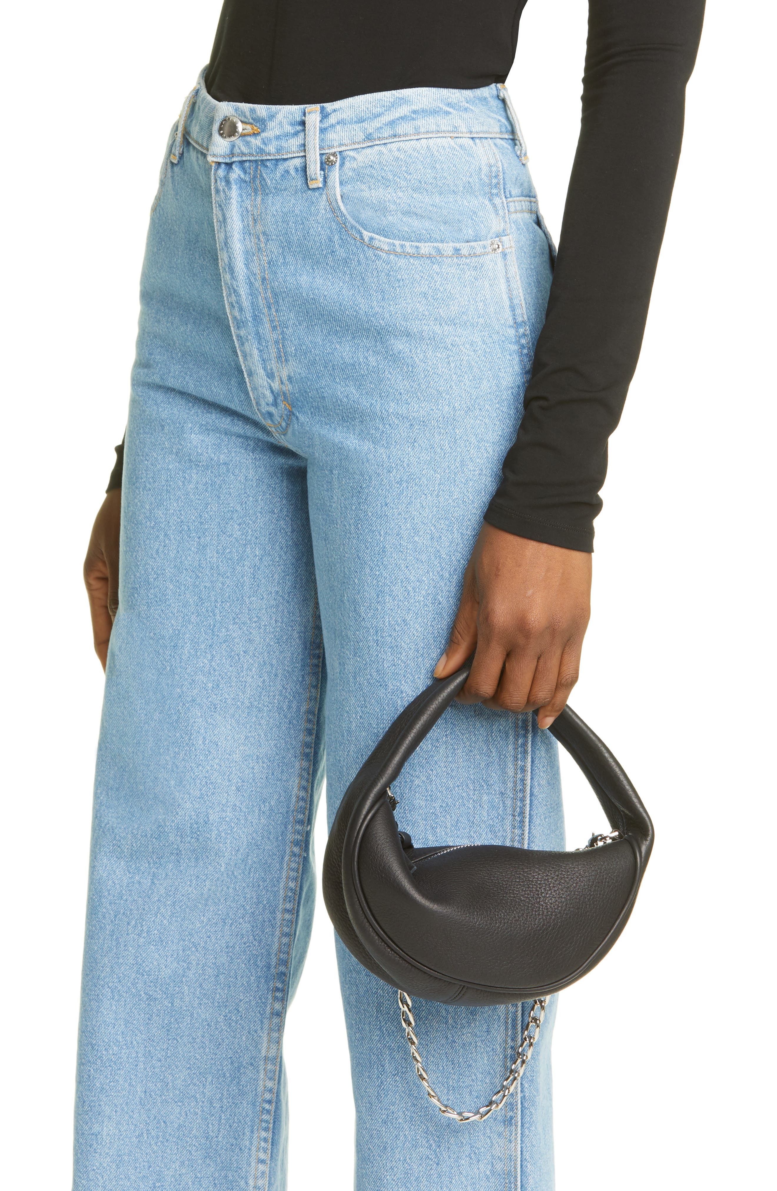 Baby Cush Leather Bag, Alternate, color, BLACK