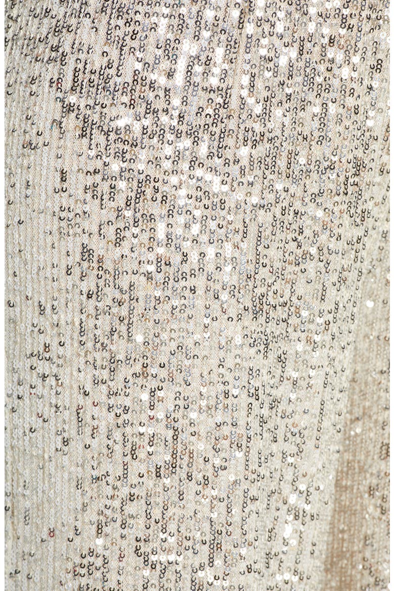 Sequin Wrap Front Long Sleeve Jumpsuit, Alternate, color, SILVER