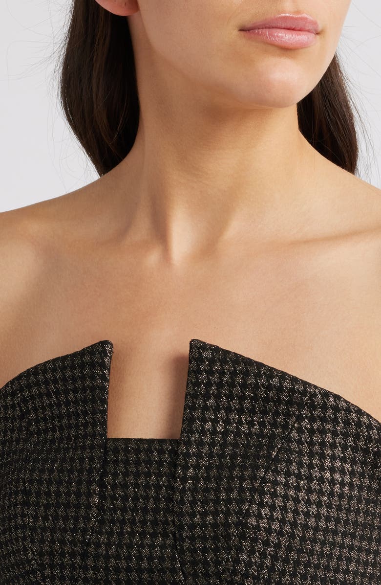 Black Halo Lena Notched Strapless Metallic Sheath Dress, Alternate, color, 