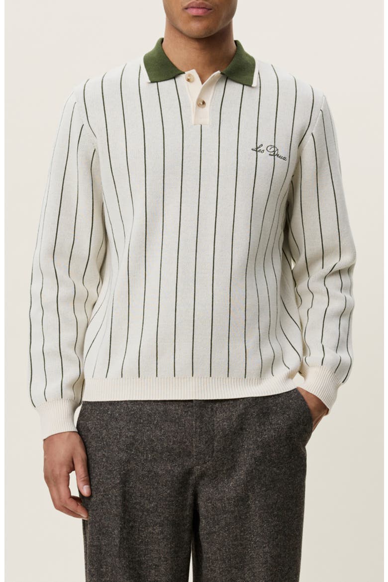 Signature Knitted Long Sleeve Polo, Main, color, IVORY