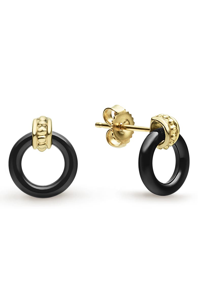 LAGOS Meridian 18K Gold Black Ceramic Circle Stud Earrings, Alternate, color,