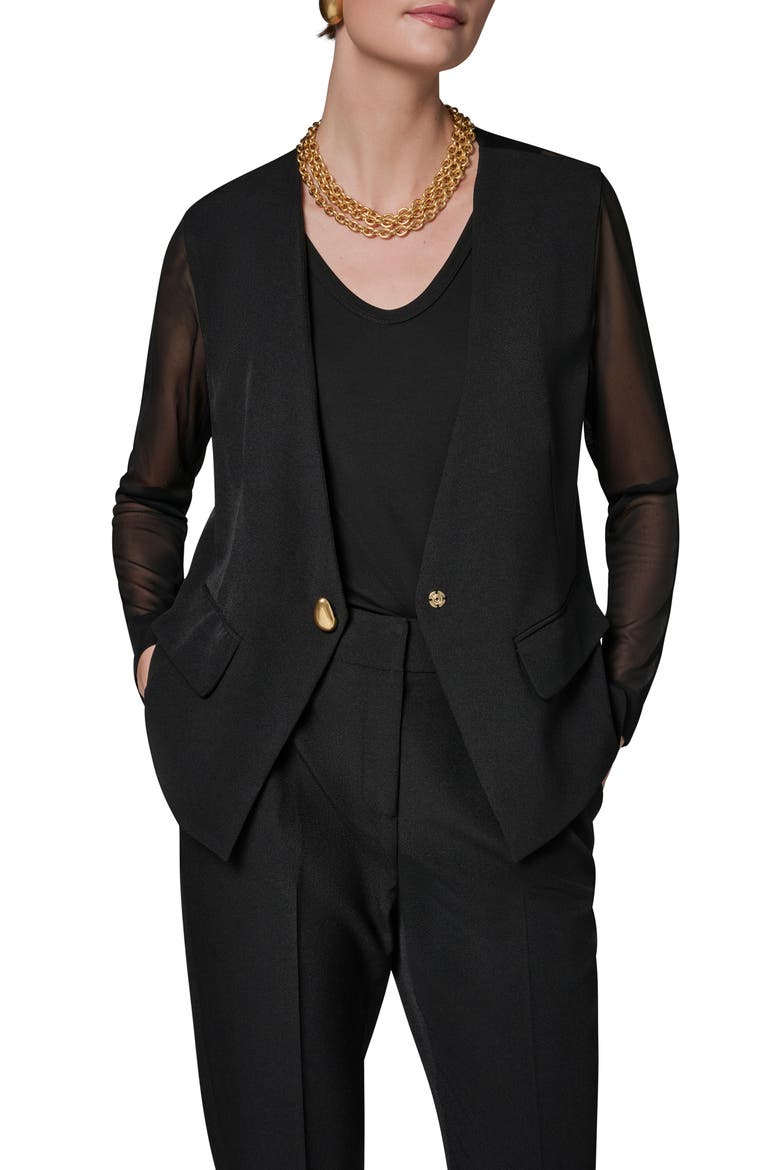 Sheer Contrast Jacket, Alternate, color, BLACK