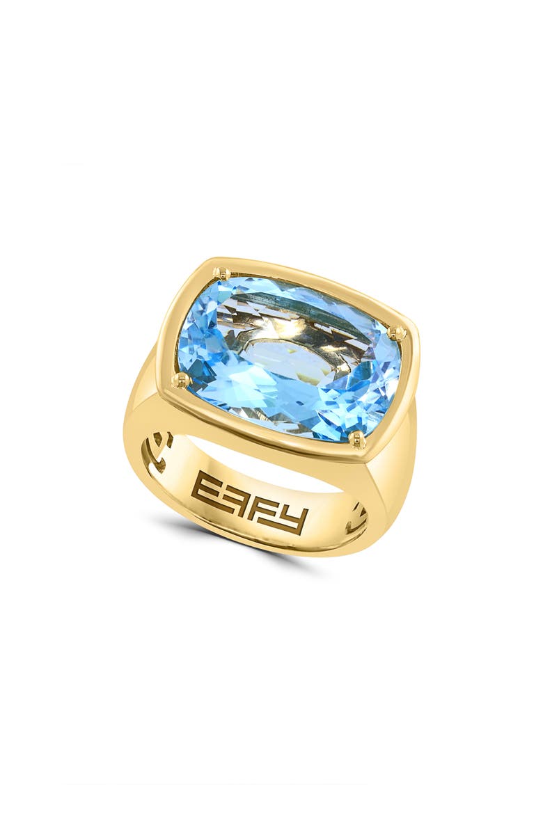 Gold Plated Sterling Silver Cushion Cut Stone Statement Ring, Main, color, BLUE