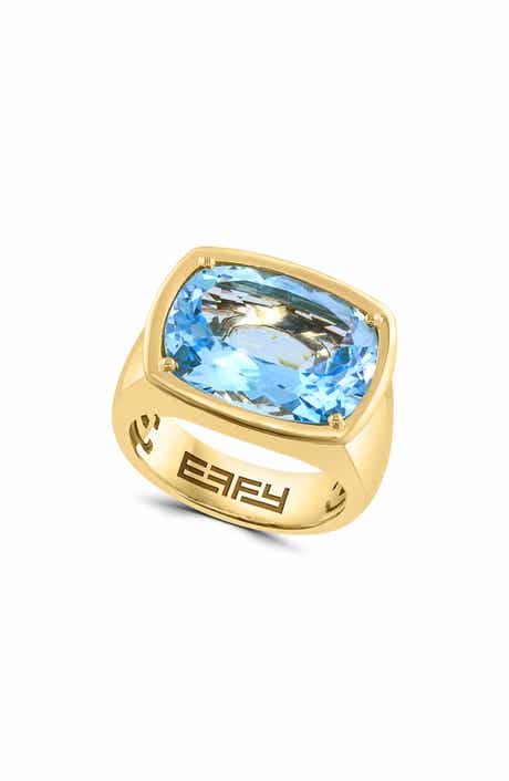 Gold Plated Sterling Silver Cushion Cut Stone Statement Ring