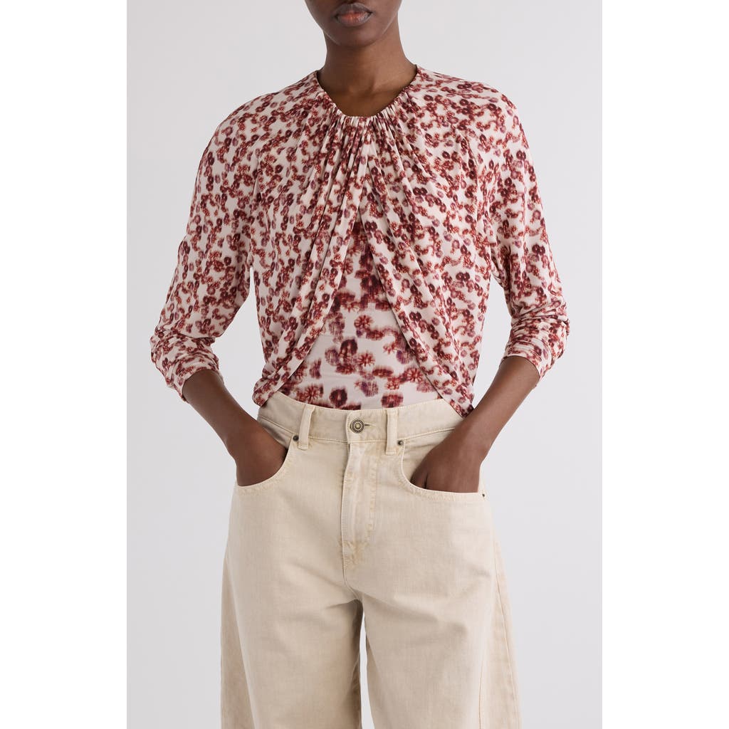 Isabel Marant Gaetane Floral Gathered Jersey Top In Multi