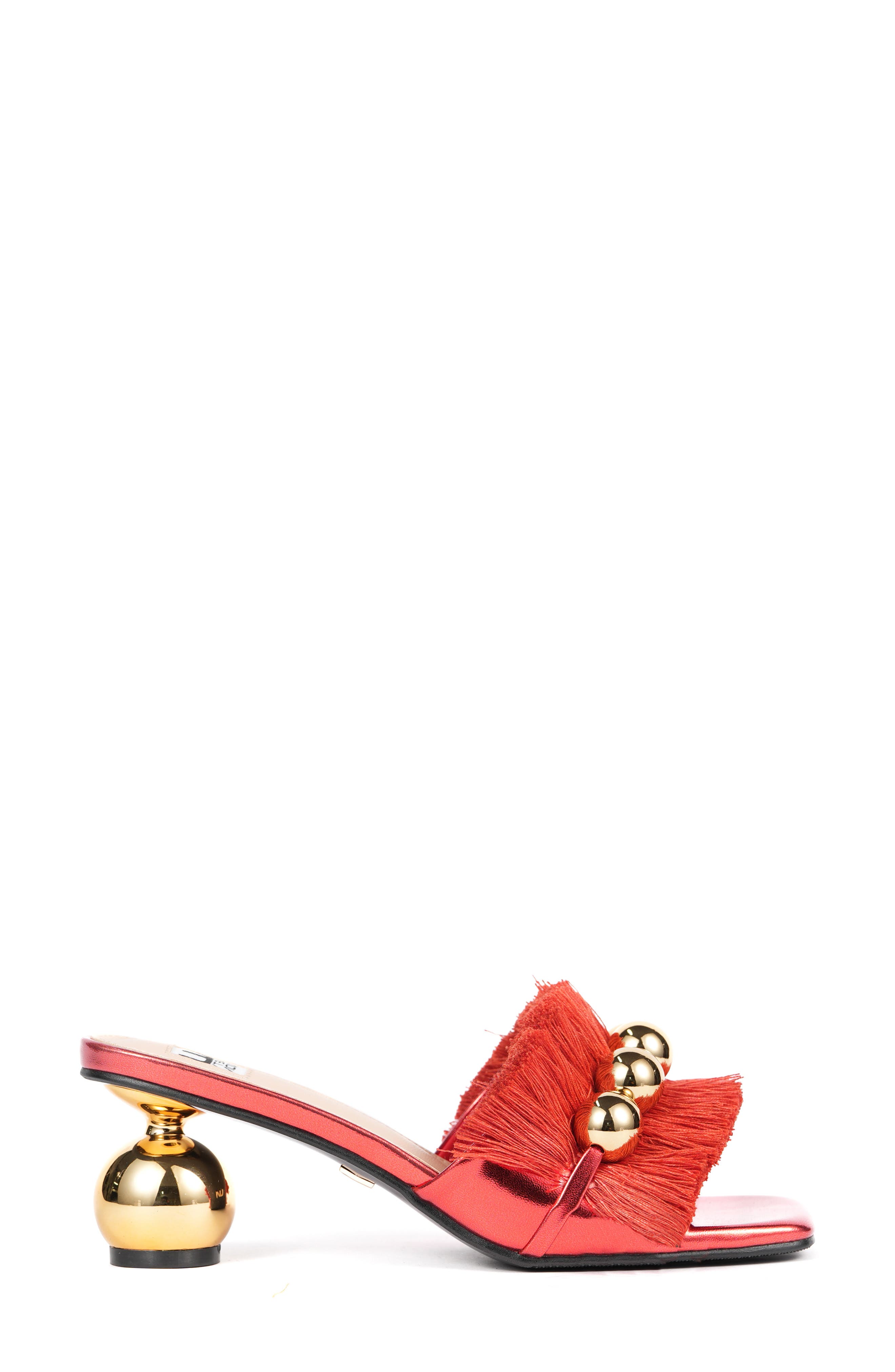 Miami Fringed Orb Heel Slide Sandal, Alternate, color, RED