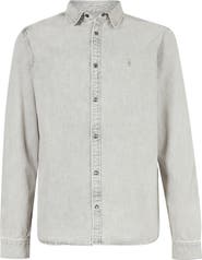 AllSaints Gleason Cotton Denim Snap-Up Shirt