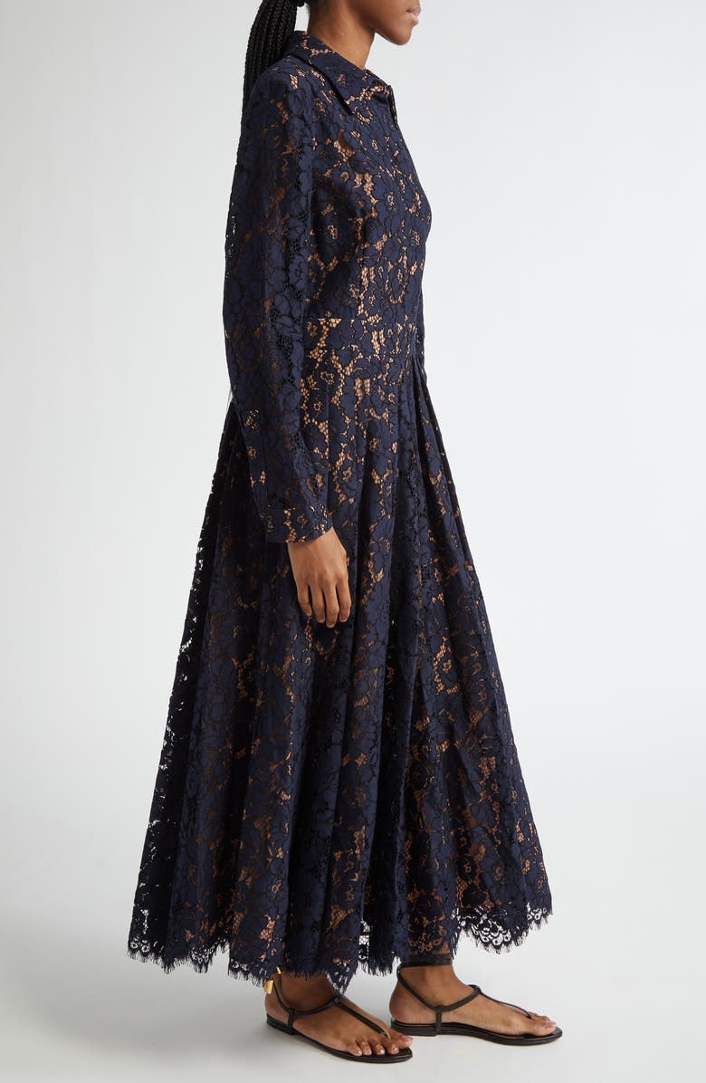 Michael Kors Collection Anna Long Sleeve Floral Lace Shirtdress, Alternate, color, 