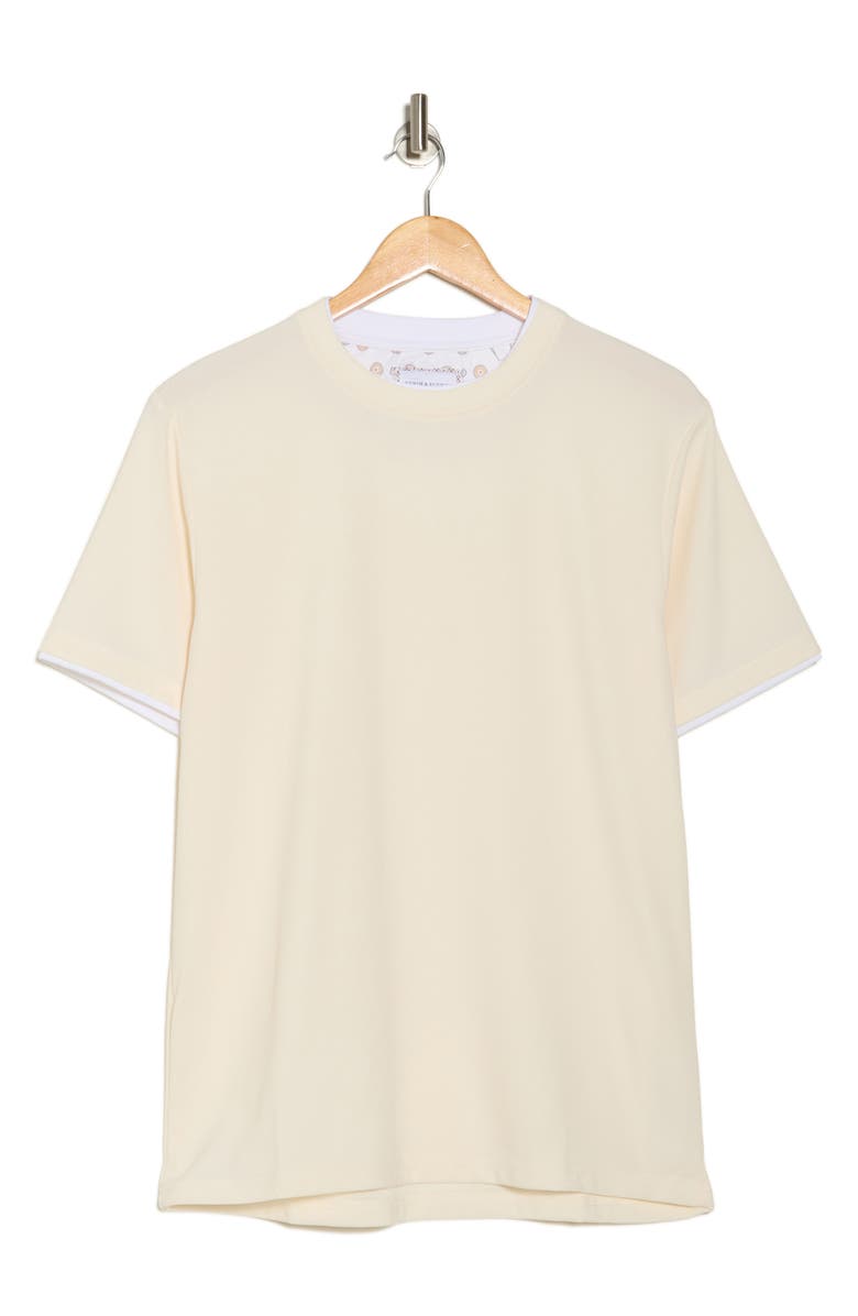 DENIM AND FLOWER Textured Double Layered Crewneck T-Shirt, Alternate, color, Cream