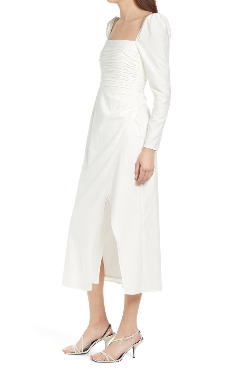 Reformation Isaac Square Neck Long Sleeve Organic Stretch Cotton Dress, Alternate, color, 
