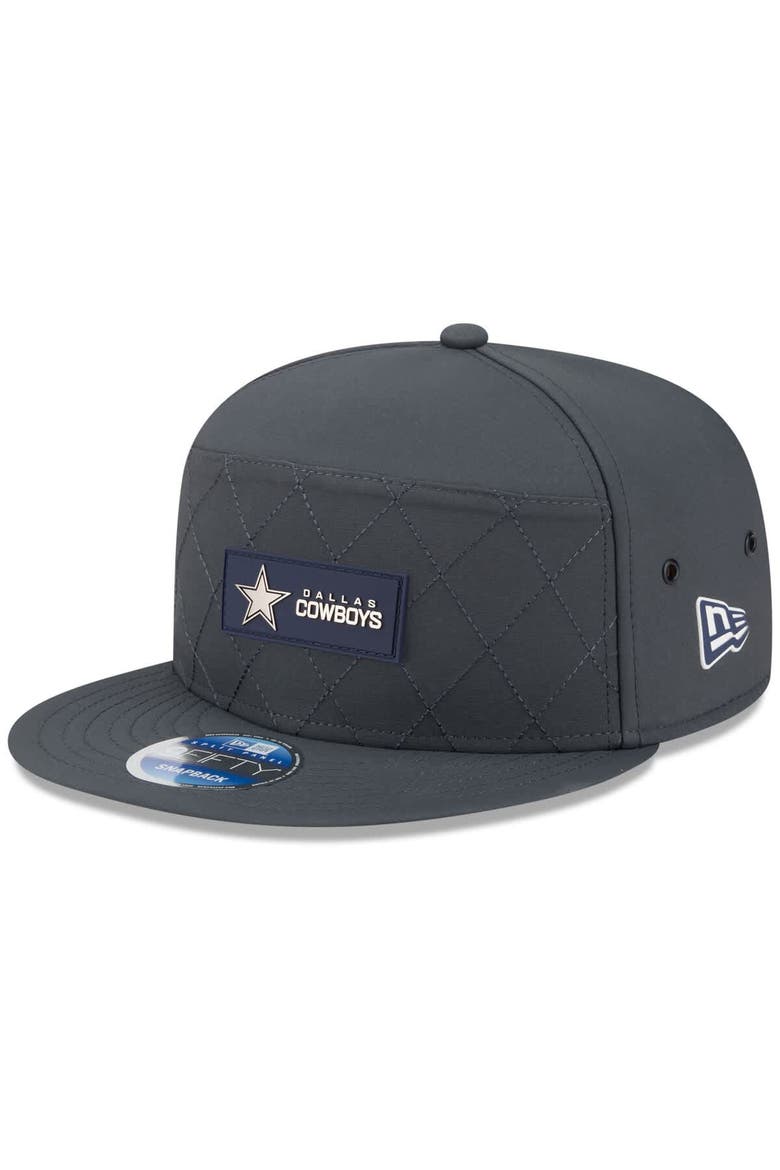 Men's New Era Charcoal Dallas Cowboys 2025 Sideline Cold Weather Split Panel 9FIFTY Snapback Hat, Main, color, Charcoal