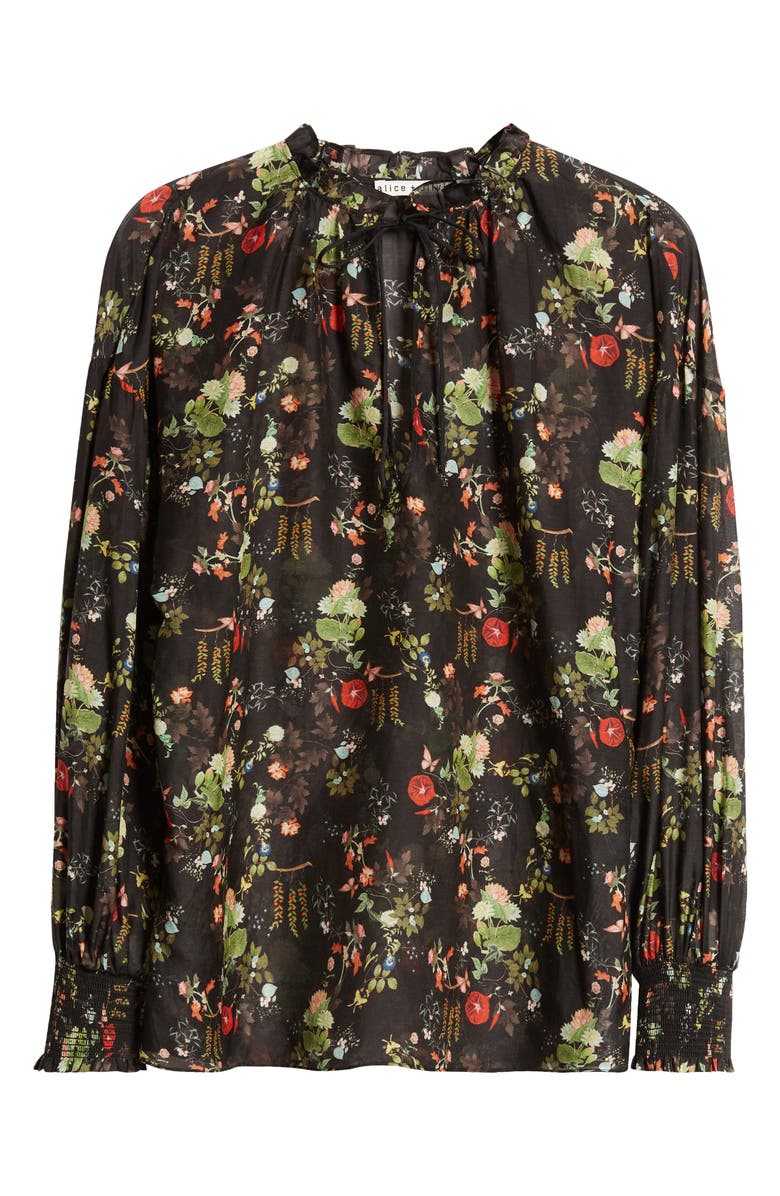 Alice + Olivia Julius Tie Neck Tunic Top, Alternate, color, 