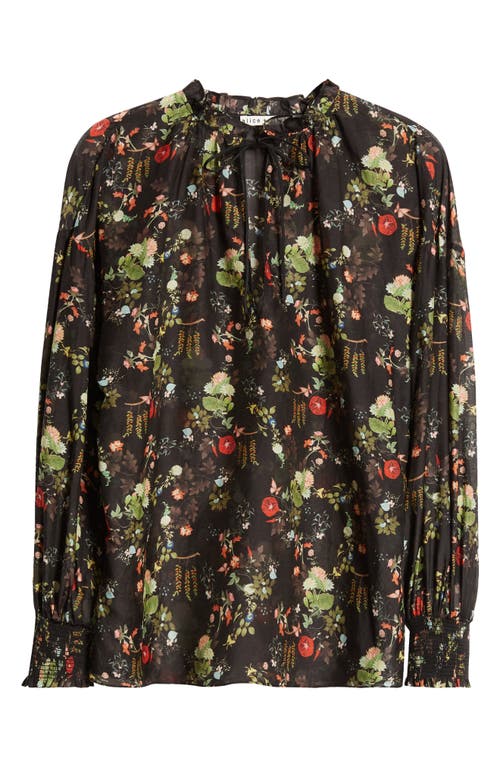 Alice And Olivia Julius Blouson-sleeve Tunic Top In Blush Kiss Black