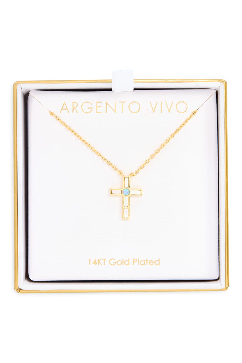 Bayla Cubic Zirconia Cross Pendant Necklace, Alternate, color, GOLD