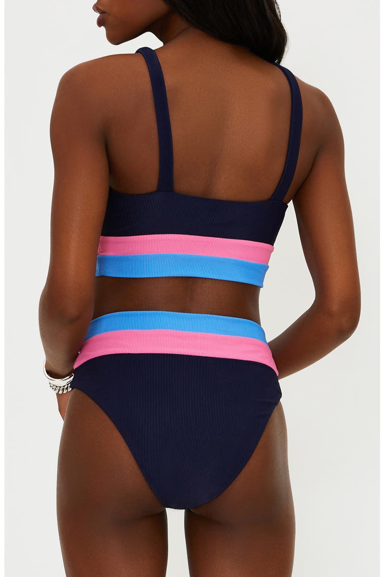 Heidi Colorblock High Waist Bikini Bottoms, Alternate, color, PARADISE