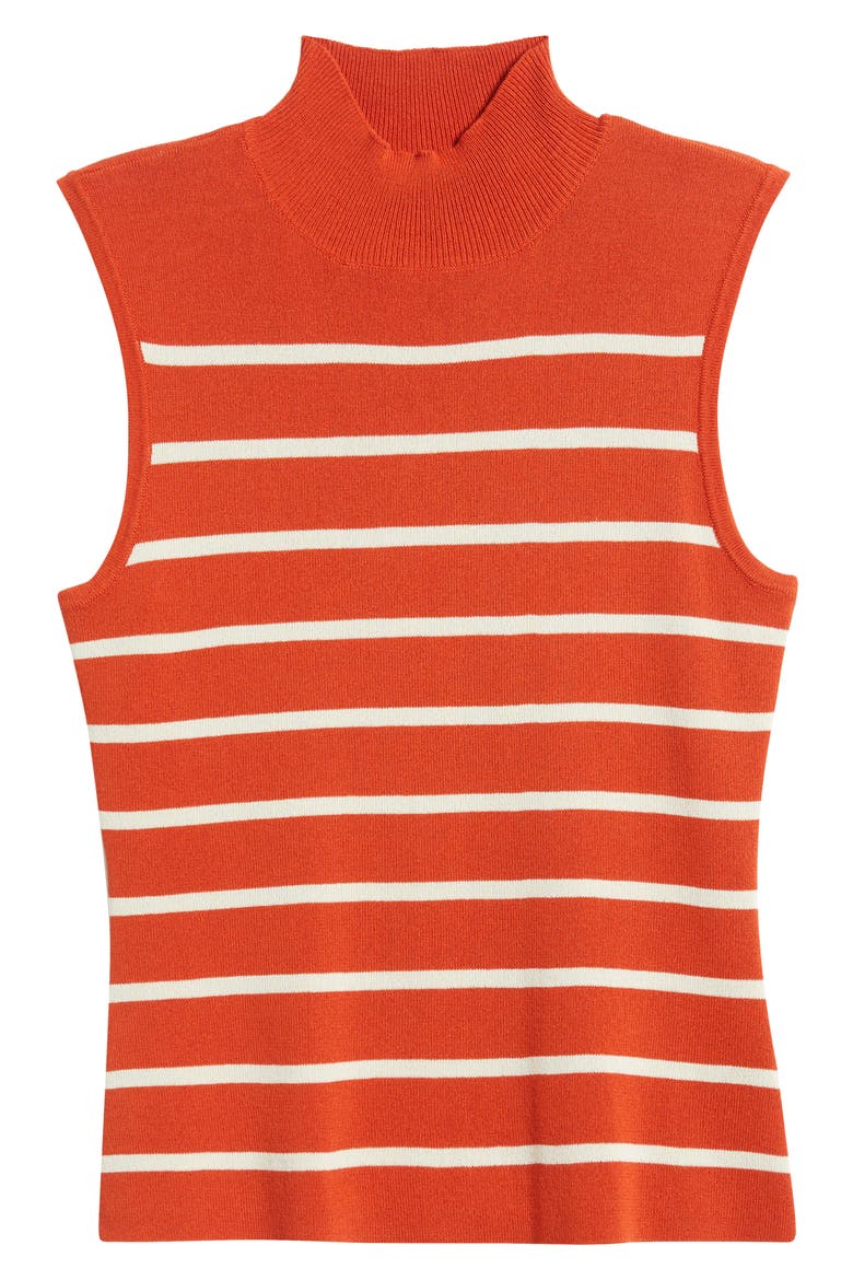 Stripe Sleeveless Mock Neck Sweater, Alternate, color, PERSIMMON VANILLA