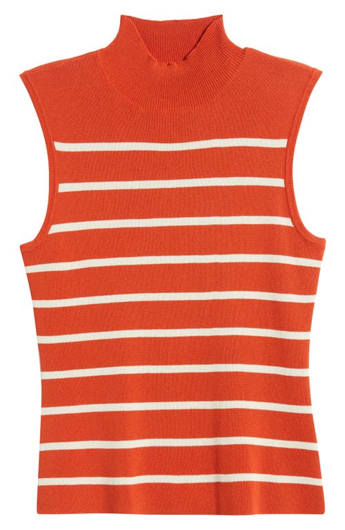 Tahari Asl Plus Size Striped Mock-neck Sleeveless Sweater