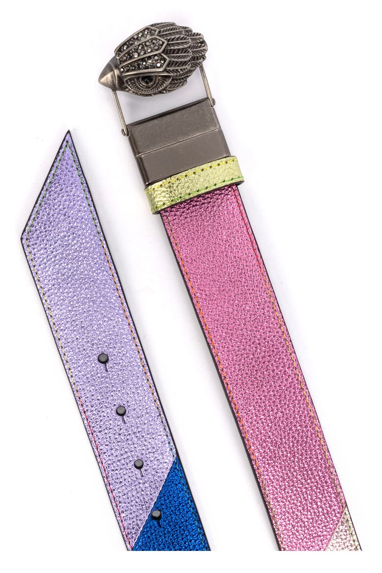 Reversible Leather Belt, Alternate, color, PASTEL RAINBOW/ANTIQUE SILVER