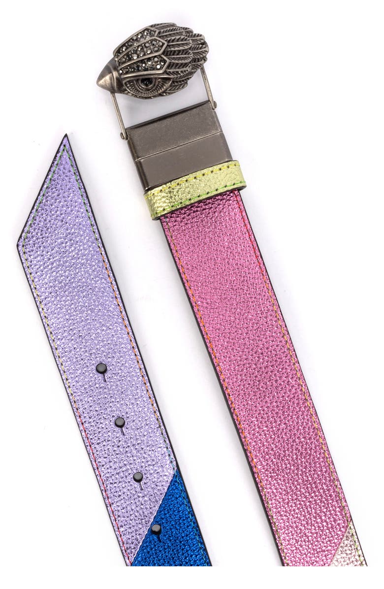 Kurt Geiger London Reversible Leather Belt, Alternate, color, Pastel Rainbow/Antique Silver