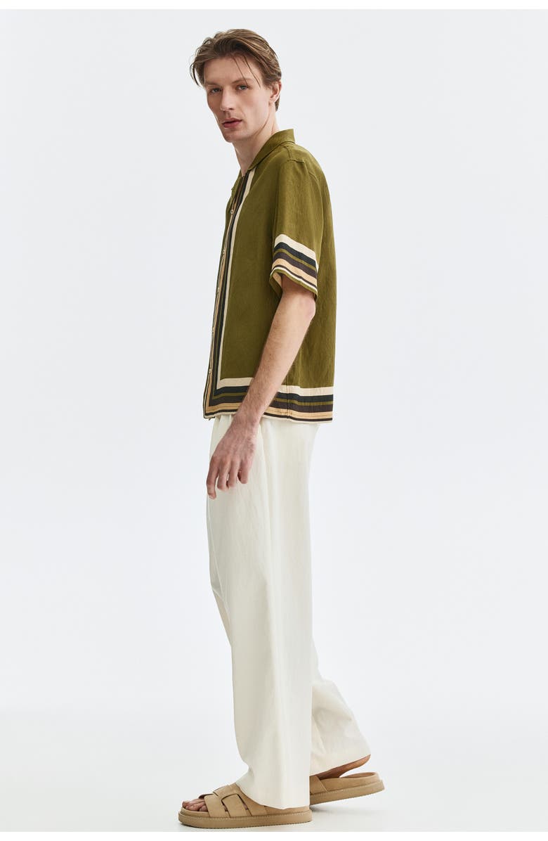 H&M Relaxed Fit Resort Shirt, Alternate, color, Dark Khaki Green