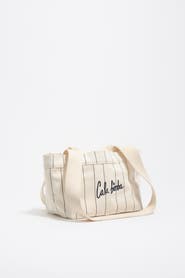 Bimba y Lola Mini Off-White Cotton Crossbody Bag