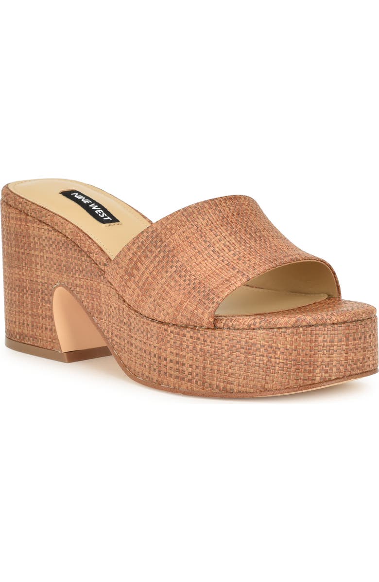 Nine West Boone Platform Slide Sandal, Main, color, Dark Brown