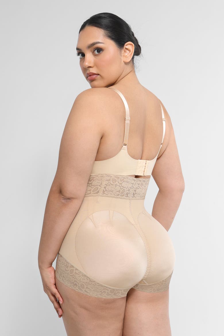 Mid-Rise Lace Shaper Brief, Alternate, color, Beige