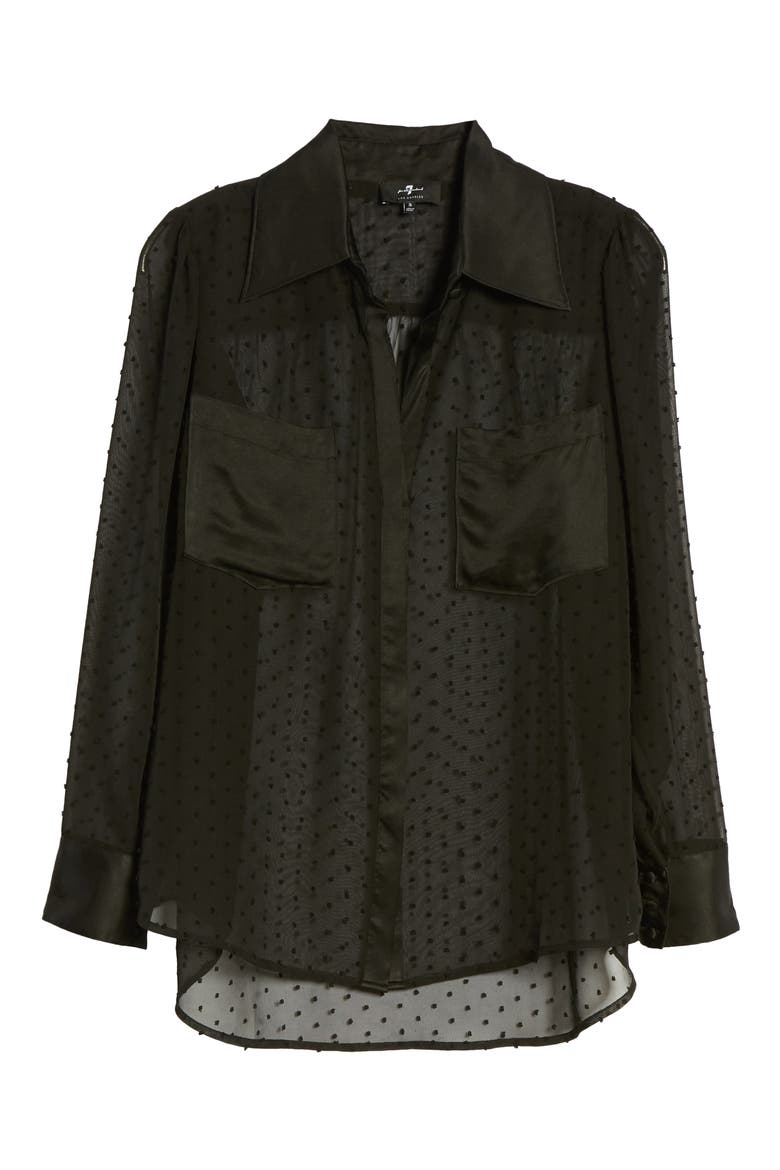Sheer Swiss Dot Shirt, Alternate, color, JET BLACK