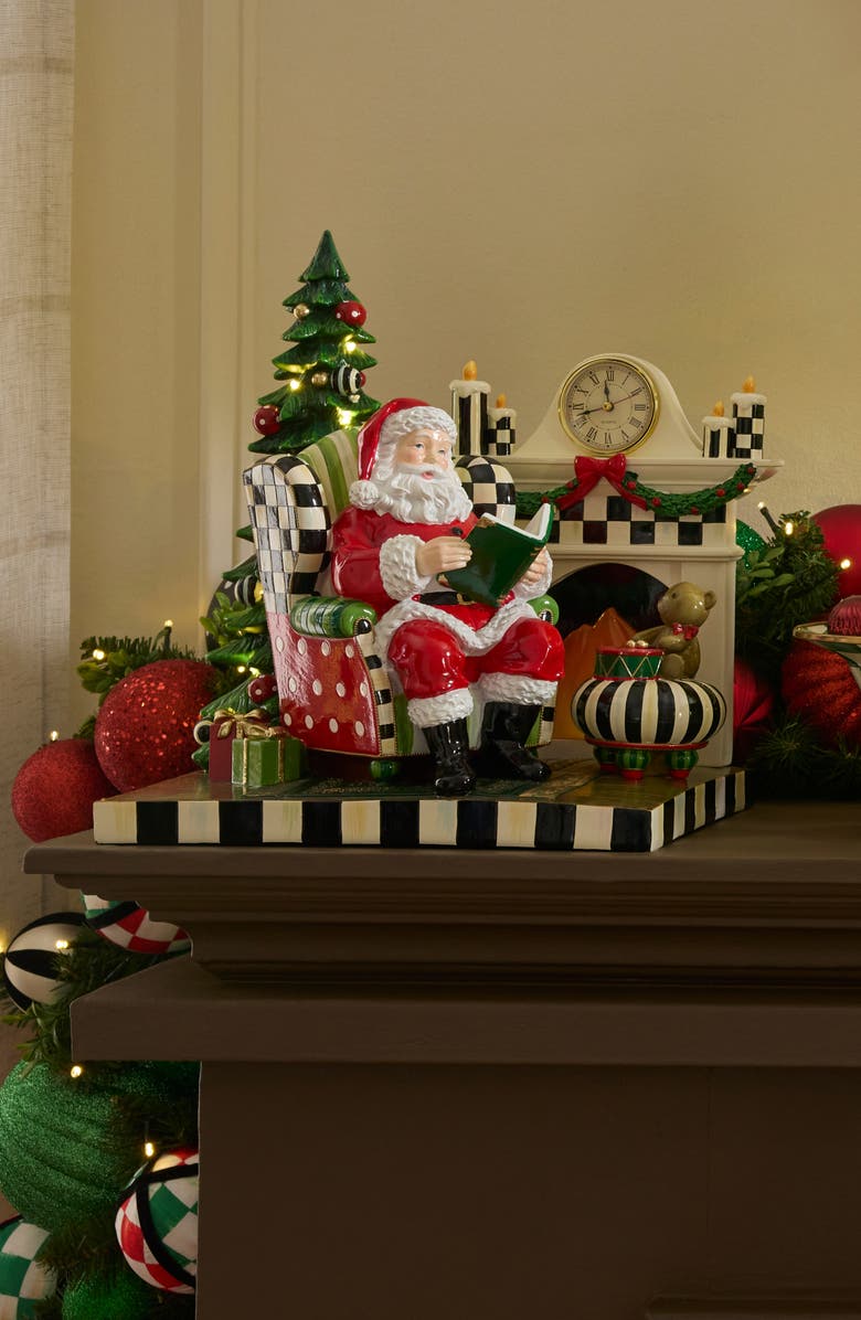 MACKENZIE CHILDS Check It Out Santa by the Fireplace Decor, Alternate, color, Red