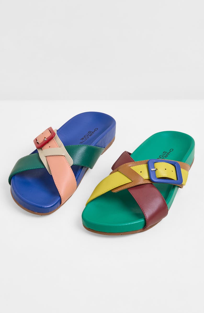 Charlotte Stone Sylas Mismatch Crossover Slide Sandal, Main, color, Kingston