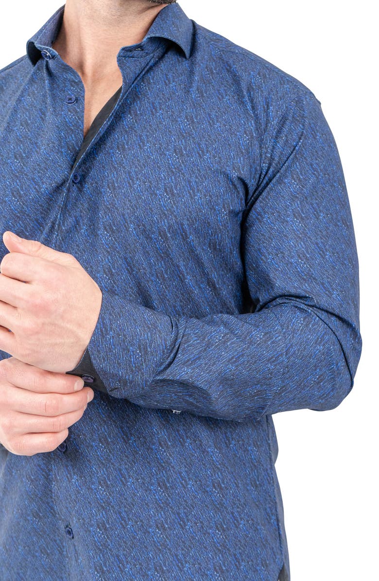 Maceoo Einstein Stretch Deep Night Button-Up Shirt, Alternate, color, Blue