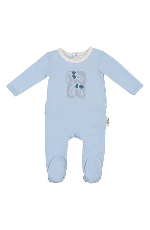 Puff Paint Flower Cotton Blend Footie (Baby)