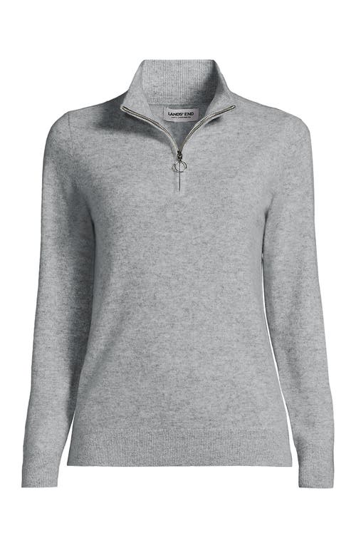Lands' End Cashmere Quarter Zip Sweater In Gray