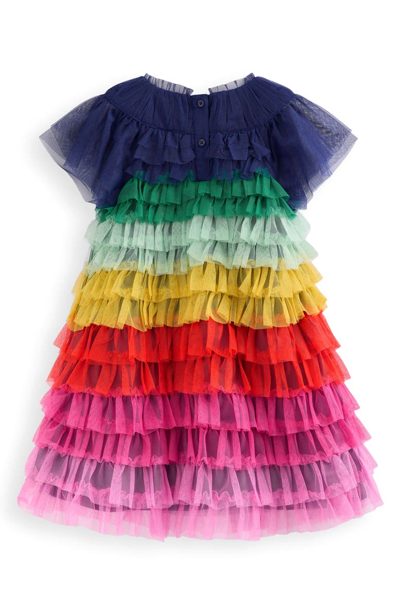 Mini Boden Kids' Rainbow Tiered Tulle Party Dress, Alternate, color, Rainbow Multi