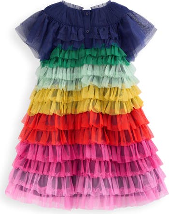 Kids' Rainbow Tiered Tulle Party Dress