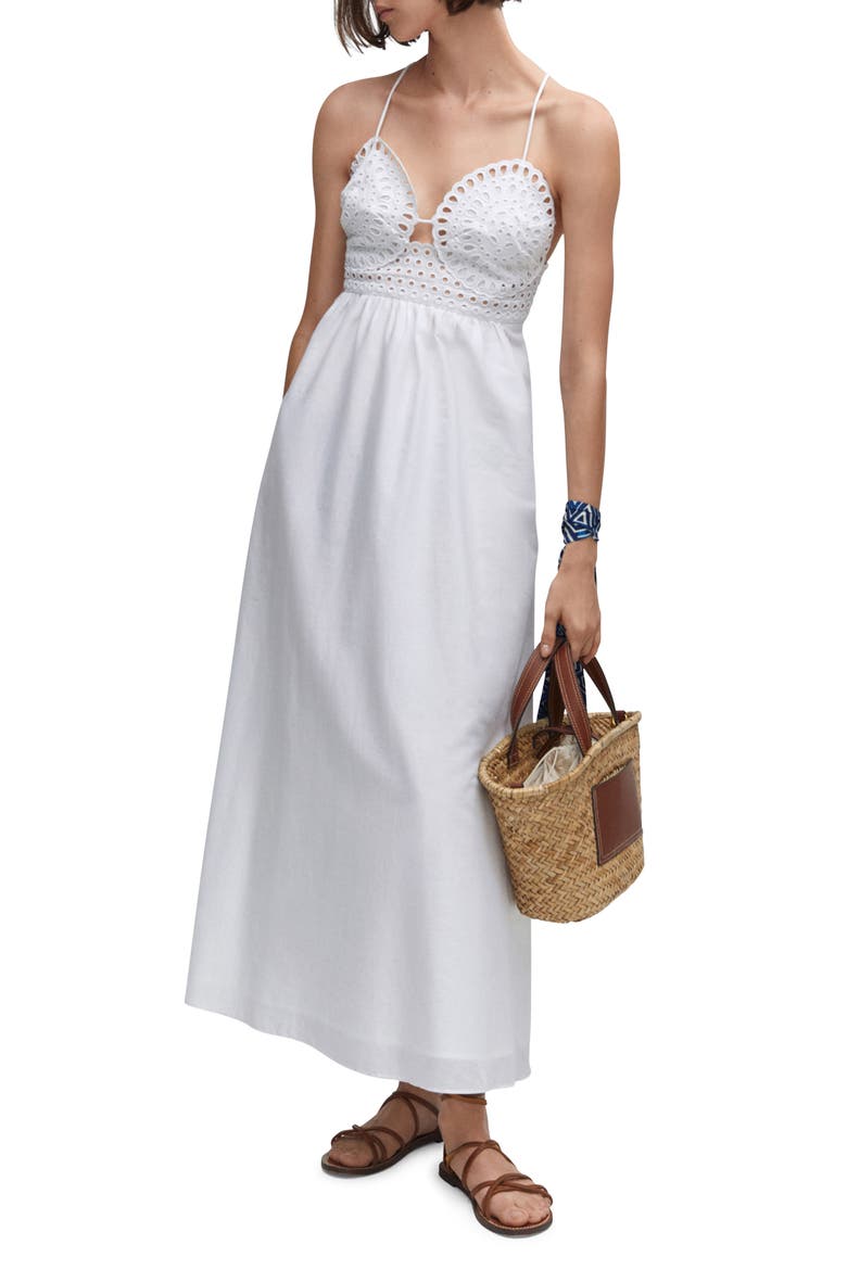 mango embroidered cotton dress Eyelet Maxi (Women) Openwork Color:CHAMPAGNE/GOLD vogueeditexclusions26 Zara 4331 Pearl Dress Subtle stretch in the