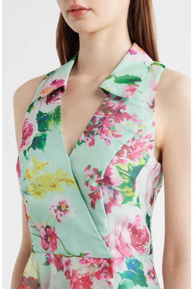 Floral High-Low Cocktail Dress, Alternate, color, MINT MULTI