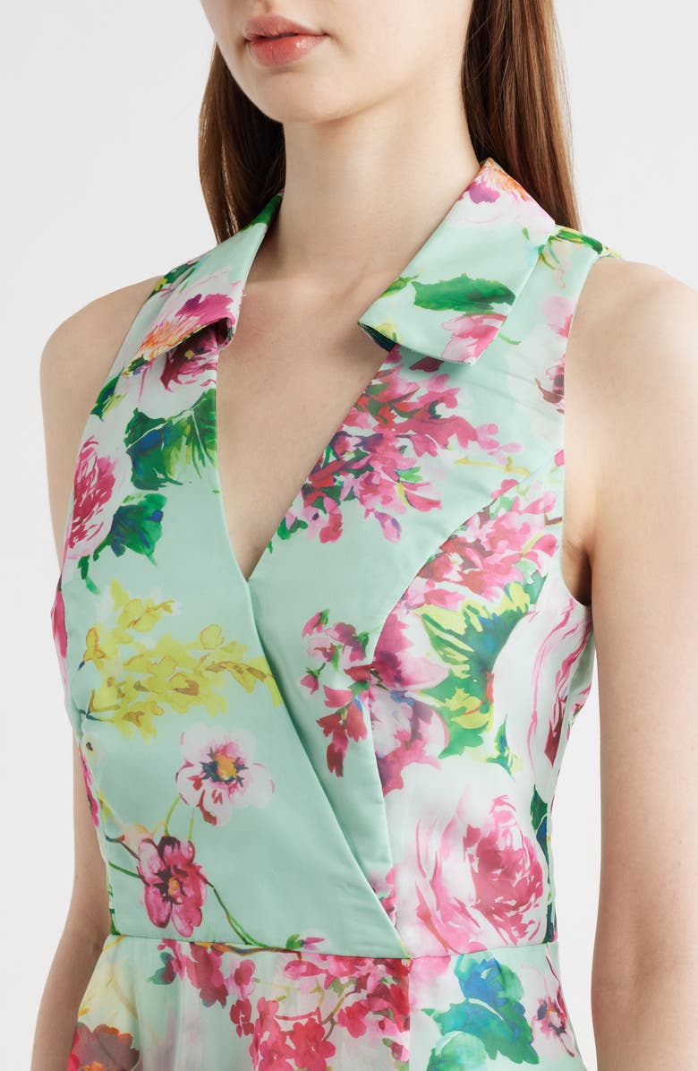 Adrianna Papell Floral High-Low Cocktail Dress, Alternate, color, Mint Multi