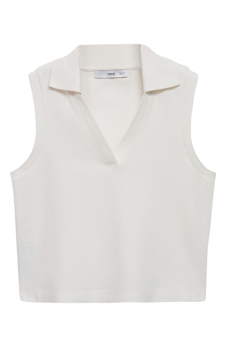 MANGO Sleeveless Crop Piqué Polo, Alternate, color, Off White