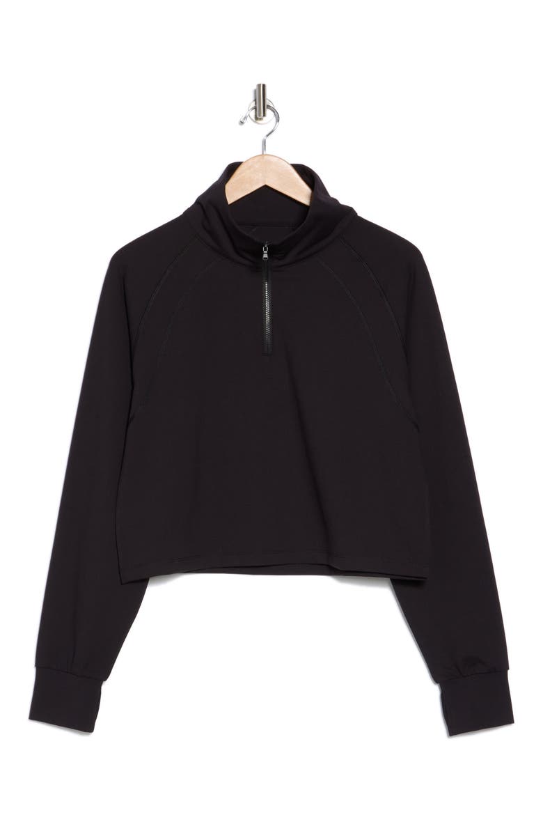 Quarter Zip Sweatshirt, Alternate, color, BLACK